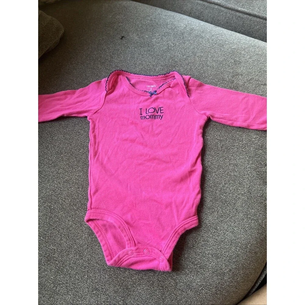 Baby Girl Clothes Carter's Newborn Dark Pink I Love Mommy‎ Bodysuit 3M